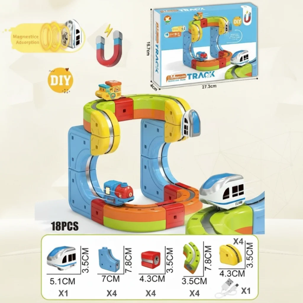 Construction Toy Electric Train Set Magnetic Playset - Image 3
